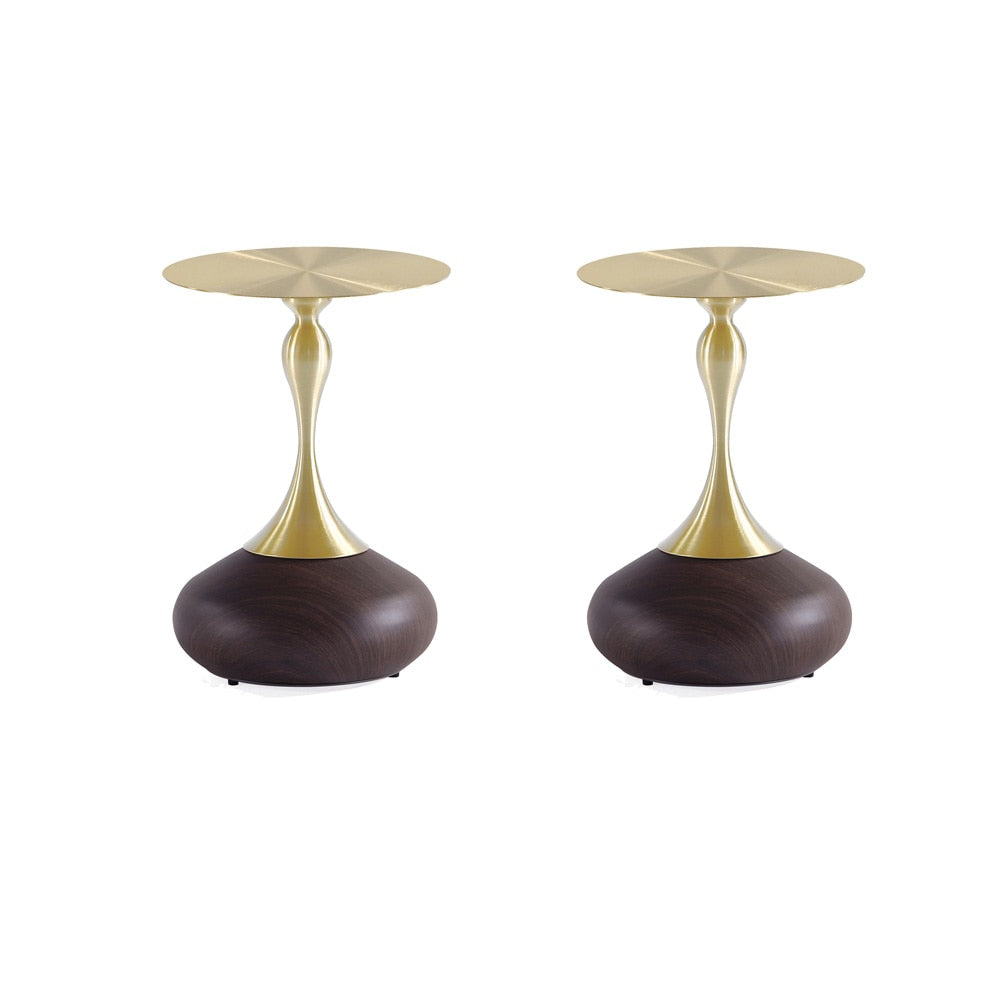 Manhattan Comfort - Patchin End Table with Stainless Steel Legs in Brown and Gold - Set of 2 - 2-ET006-BR veiw 1