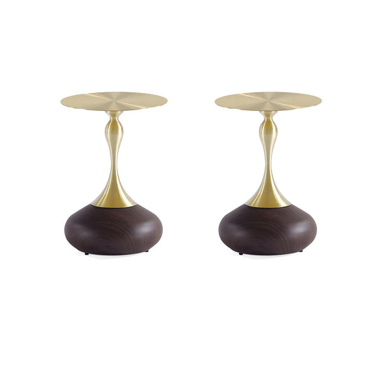 Manhattan Comfort - Patchin End Table with Stainless Steel Legs in Brown and Gold - Set of 2 - 2-ET006-BR veiw 1