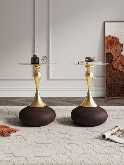 Manhattan Comfort - Patchin End Table with Stainless Steel Legs in Brown and Gold - Set of 2 - 2-ET006-BR veiw 7