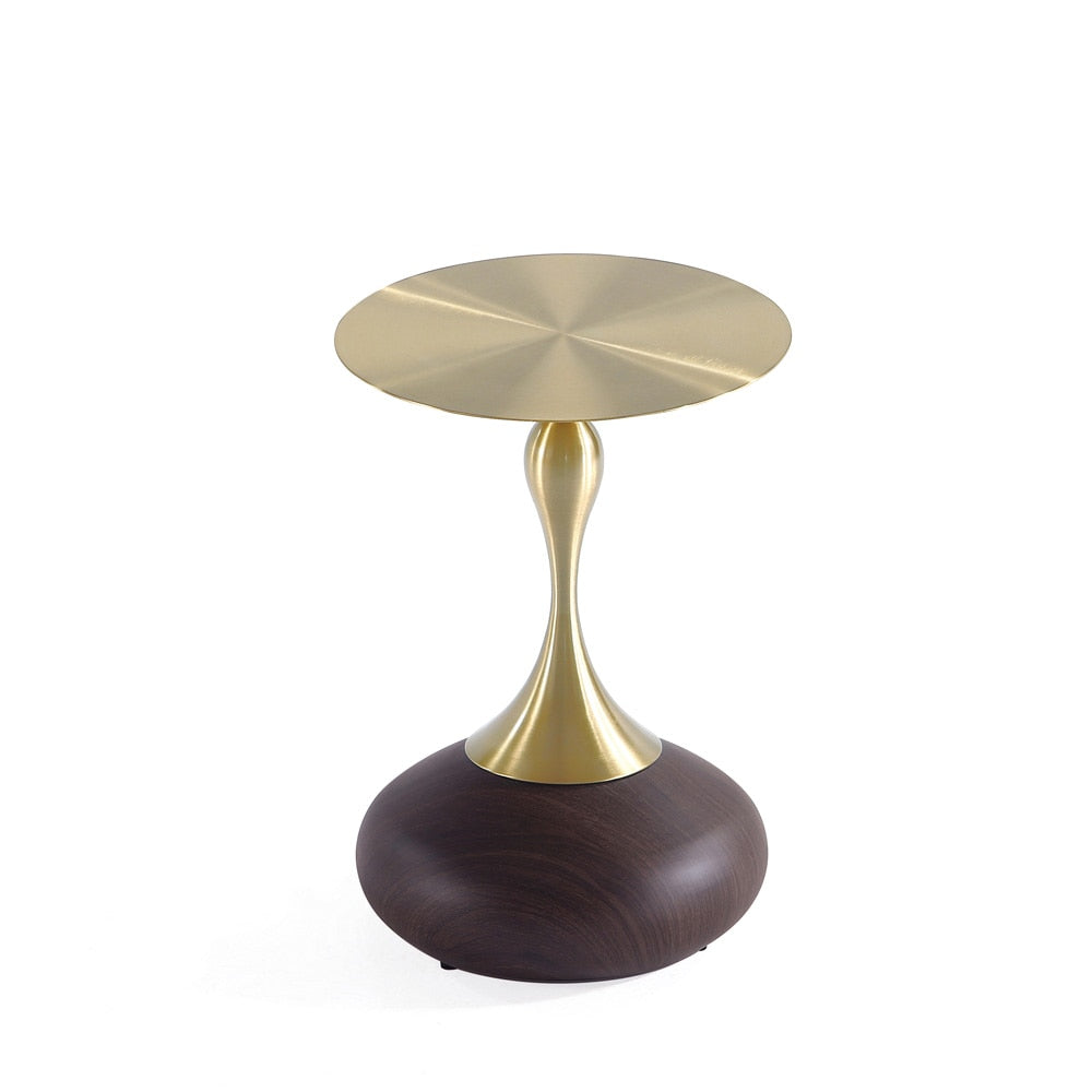 Manhattan Comfort - Patchin End Table with Stainless Steel Legs in Brown and Gold - ET006-BR veiw 1
