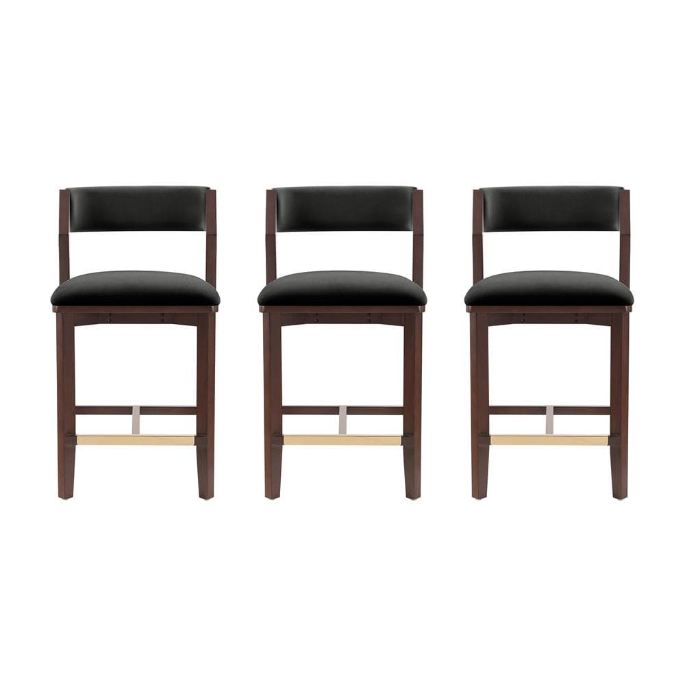Manhattan Comfort - Patricia Counter Stool  in Black - Set of 3 - 3-CS023-BK veiw 1