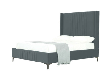 Manhattan Comfort - Promenade Velvet Full- Size Bed with Metal Legs in Grey - BD010-FL-GY veiw 1