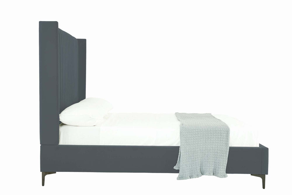 Manhattan Comfort - Promenade Velvet Full- Size Bed with Metal Legs in Grey - BD010-FL-GY veiw 3