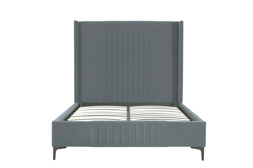 Manhattan Comfort - Promenade Velvet Full- Size Bed with Metal Legs in Grey - BD010-FL-GY veiw 4