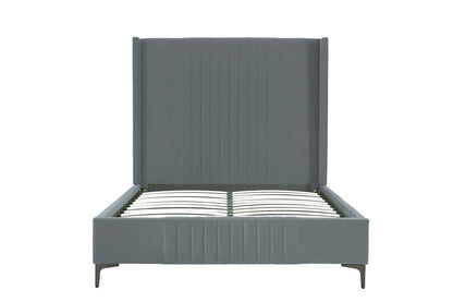 Manhattan Comfort - Promenade Velvet Full- Size Bed with Metal Legs in Grey - BD010-FL-GY veiw 4