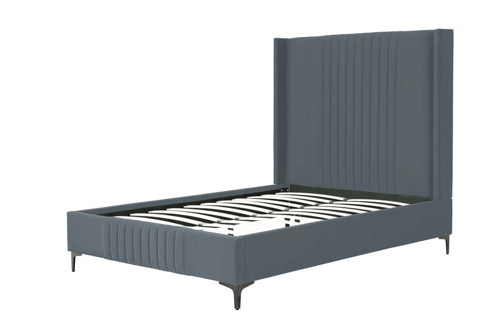 Manhattan Comfort - Promenade Velvet Full- Size Bed with Metal Legs in Grey - BD010-FL-GY veiw 5