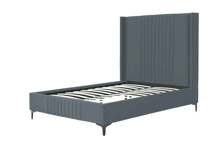 Manhattan Comfort - Promenade Velvet Full- Size Bed with Metal Legs in Grey - BD010-FL-GY veiw 5