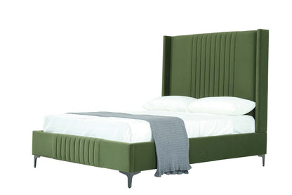 Manhattan Comfort - Promenade Velvet Full- Size Bed with Metal Legs in Moss Green - BD010-FL-MG veiw 1