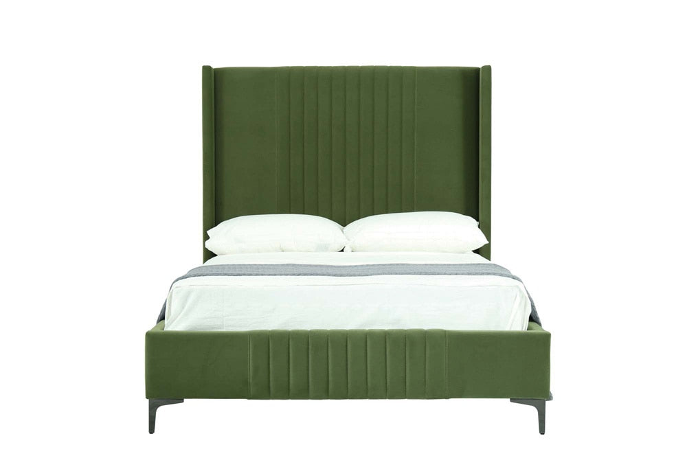 Manhattan Comfort - Promenade Velvet Full- Size Bed with Metal Legs in Moss Green - BD010-FL-MG veiw 2