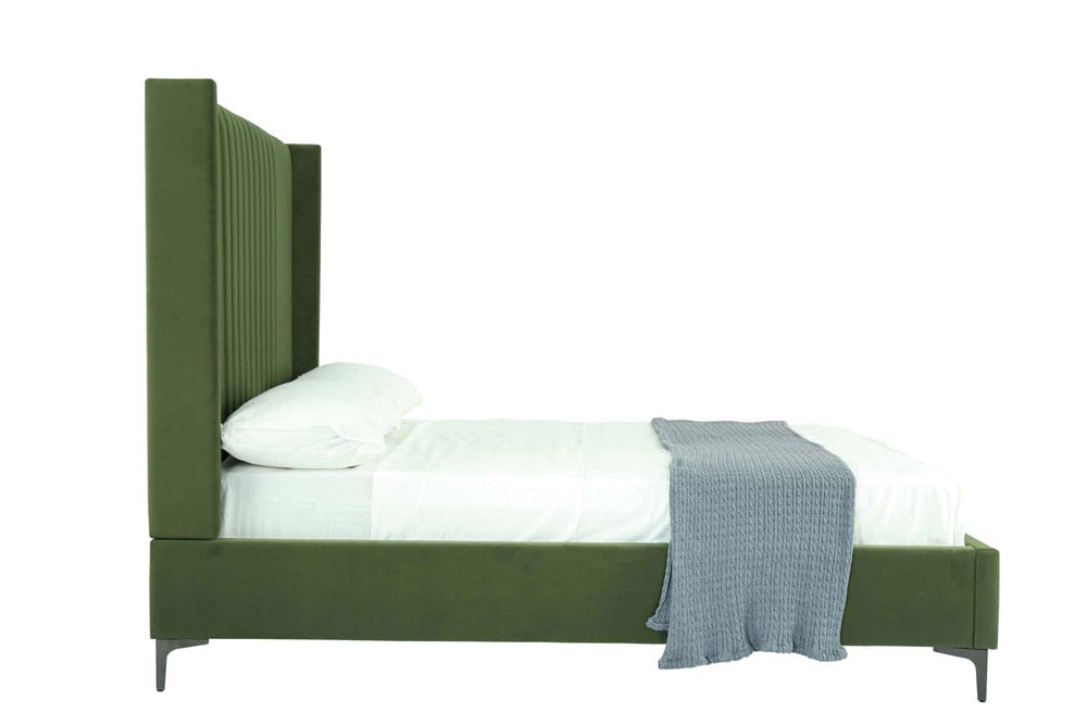 Manhattan Comfort - Promenade Velvet Full- Size Bed with Metal Legs in Moss Green - BD010-FL-MG veiw 3
