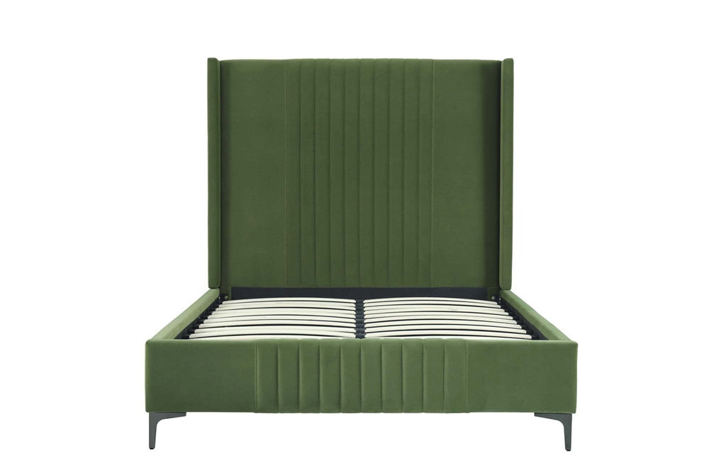 Manhattan Comfort - Promenade Velvet Full- Size Bed with Metal Legs in Moss Green - BD010-FL-MG veiw 4