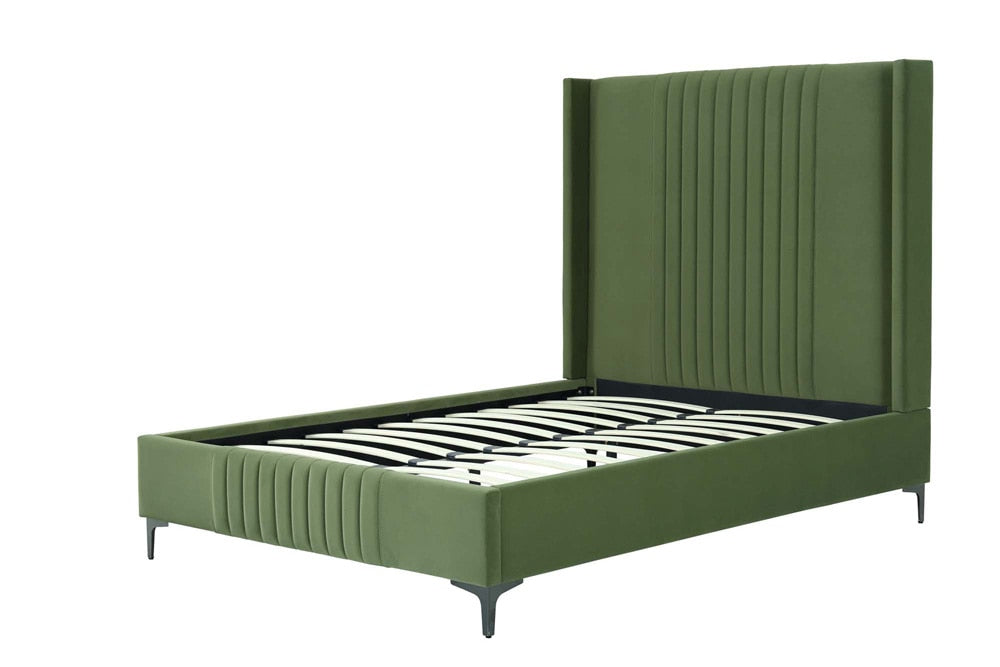 Manhattan Comfort - Promenade Velvet Full- Size Bed with Metal Legs in Moss Green - BD010-FL-MG veiw 5