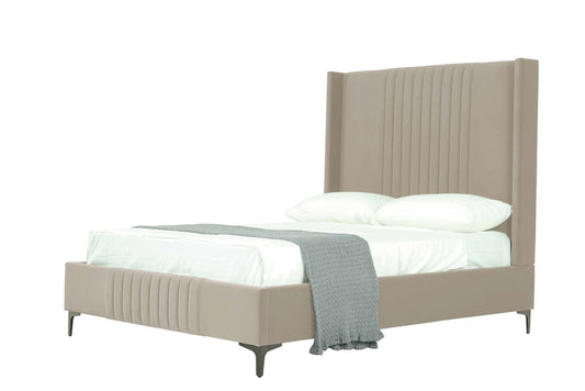 Manhattan Comfort - Promenade Velvet Full- Size Bed with Metal Legs in Rustic Taupe - BD010-FL-RT veiw 1