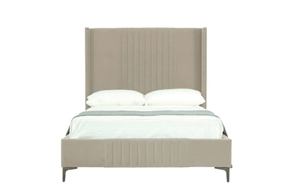 Manhattan Comfort - Promenade Velvet Full- Size Bed with Metal Legs in Rustic Taupe - BD010-FL-RT veiw 2