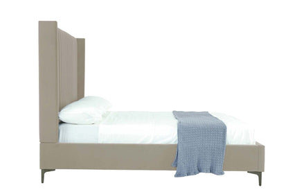 Manhattan Comfort - Promenade Velvet Full- Size Bed with Metal Legs in Rustic Taupe - BD010-FL-RT veiw 3