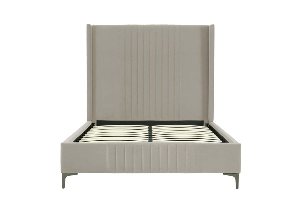 Manhattan Comfort - Promenade Velvet Full- Size Bed with Metal Legs in Rustic Taupe - BD010-FL-RT veiw 4