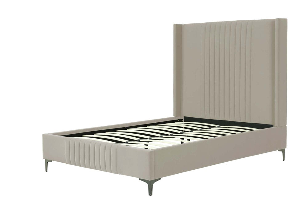 Manhattan Comfort - Promenade Velvet Full- Size Bed with Metal Legs in Rustic Taupe - BD010-FL-RT veiw 5