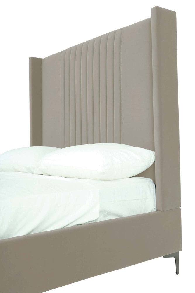 Manhattan Comfort - Promenade Velvet Full- Size Bed with Metal Legs in Rustic Taupe - BD010-FL-RT veiw 6