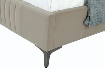 Manhattan Comfort - Promenade Velvet Full- Size Bed with Metal Legs in Rustic Taupe - BD010-FL-RT veiw 7