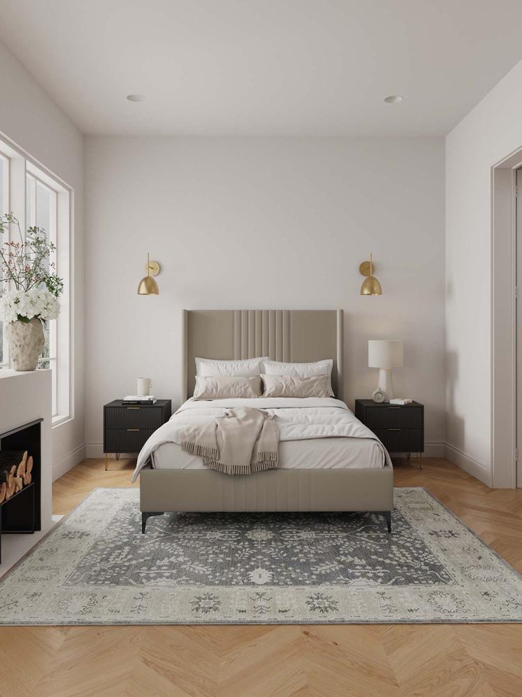 Manhattan Comfort - Promenade Velvet Full- Size Bed with Metal Legs in Rustic Taupe - BD010-FL-RT veiw 8