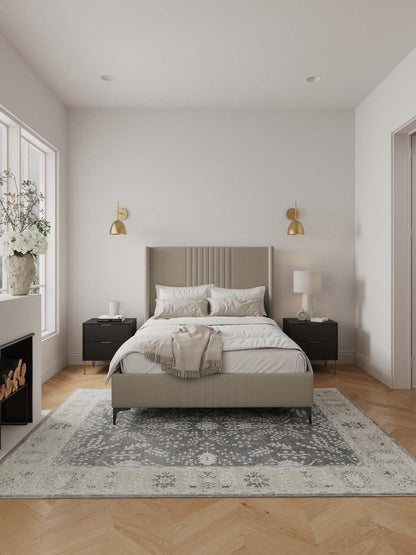 Manhattan Comfort - Promenade Velvet Full- Size Bed with Metal Legs in Rustic Taupe - BD010-FL-RT veiw 8