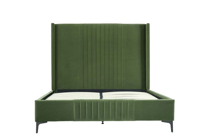 Manhattan Comfort - Promenade Velvet Queen-Size Bed with Metal Legs in Moss Green - BD010-QN-MG veiw 4