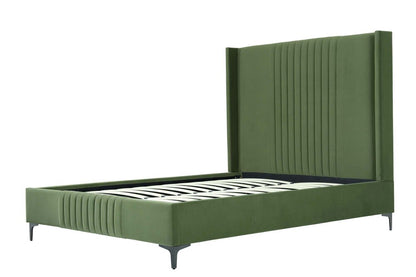 Manhattan Comfort - Promenade Velvet Queen-Size Bed with Metal Legs in Moss Green - BD010-QN-MG veiw 5