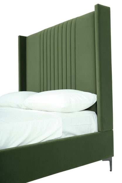 Manhattan Comfort - Promenade Velvet Queen-Size Bed with Metal Legs in Moss Green - BD010-QN-MG veiw 6