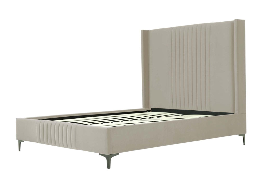 Manhattan Comfort - Promenade Velvet Queen-Size Bed with Metal Legs in Rustic Taupe - BD010-QN-RT veiw 5