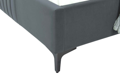 Manhattan Comfort - Promenade Velvet Twin-Size Bed with Metal Legs in Grey - BD010-TW-GY veiw 7