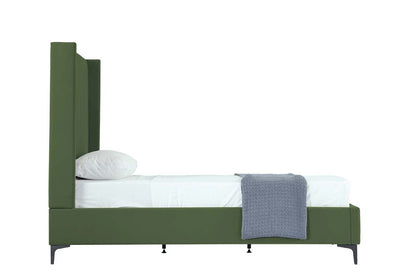 Manhattan Comfort - Promenade Velvet Twin-Size Bed with Metal Legs in Moss Green - BD010-TW-MG veiw 3