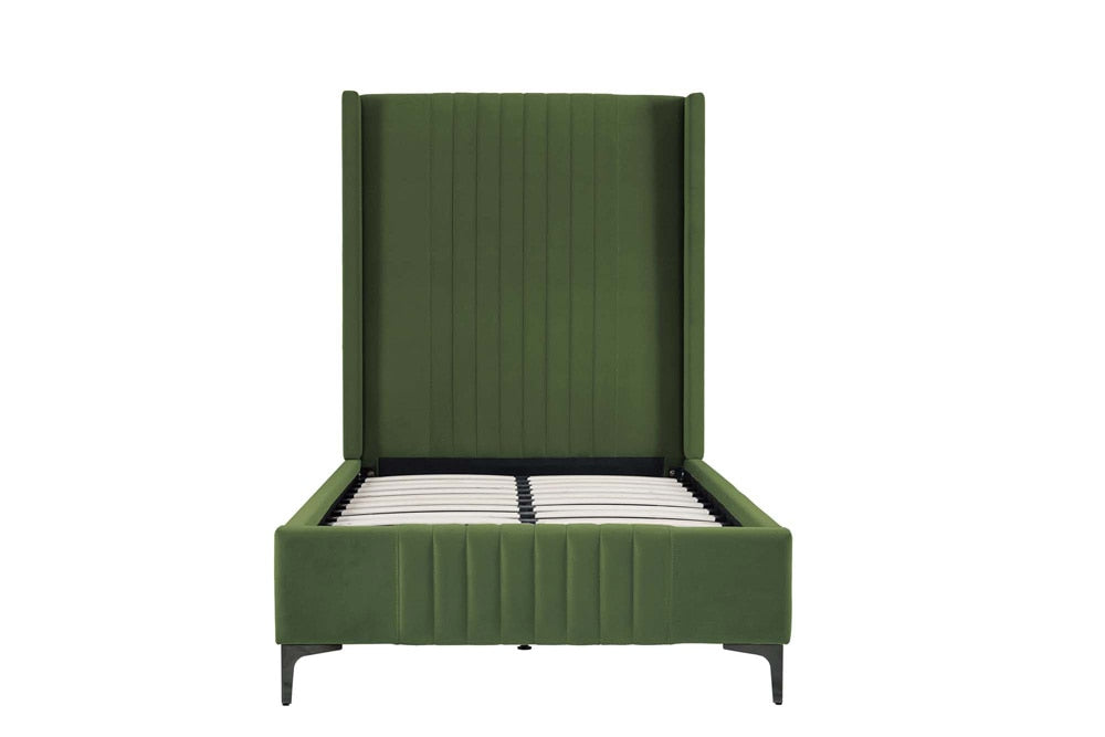 Manhattan Comfort - Promenade Velvet Twin-Size Bed with Metal Legs in Moss Green - BD010-TW-MG veiw 4