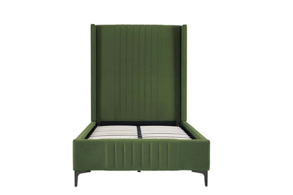 Manhattan Comfort - Promenade Velvet Twin-Size Bed with Metal Legs in Moss Green - BD010-TW-MG veiw 4