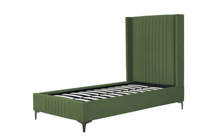 Manhattan Comfort - Promenade Velvet Twin-Size Bed with Metal Legs in Moss Green - BD010-TW-MG veiw 5