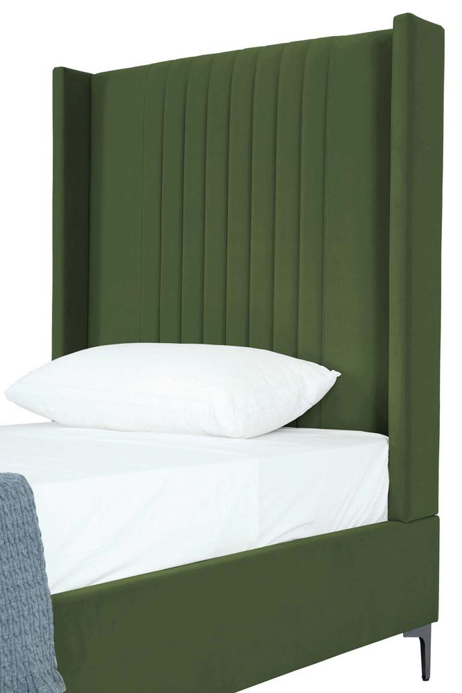 Manhattan Comfort - Promenade Velvet Twin-Size Bed with Metal Legs in Moss Green - BD010-TW-MG veiw 6