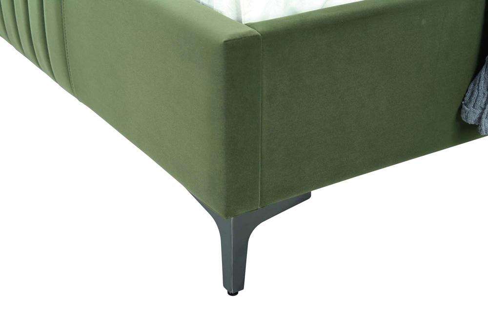 Manhattan Comfort - Promenade Velvet Twin-Size Bed with Metal Legs in Moss Green - BD010-TW-MG veiw 7