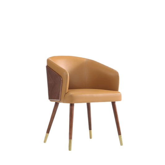 Manhattan Comfort - Raya Leatherette Dining Chair with Beech Wood Legs in Walnut and Camal - DC082-CL view 1