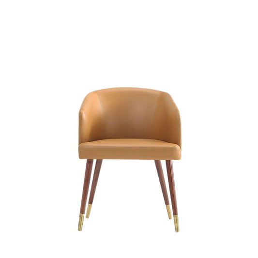 Manhattan Comfort - Raya Leatherette Dining Chair with Beech Wood Legs in Walnut and Camal - DC082-CL view 2