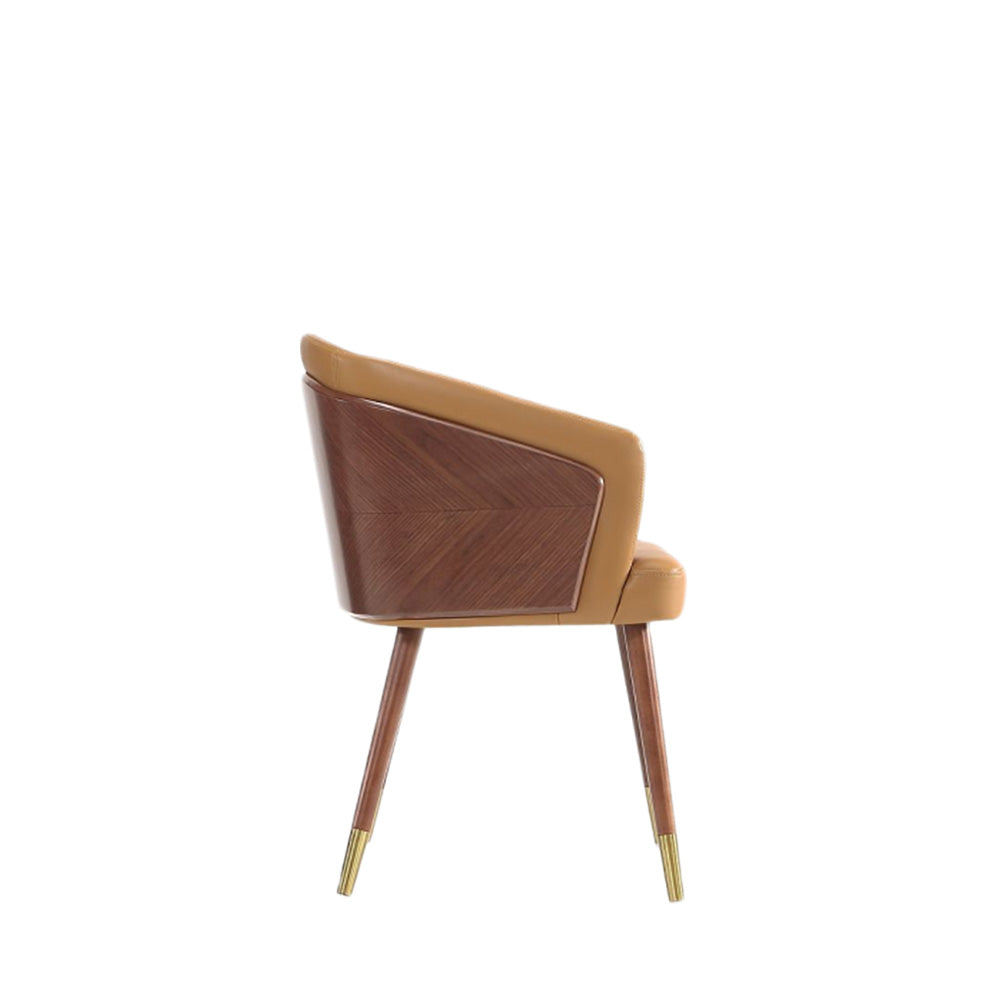Manhattan Comfort - Raya Leatherette Dining Chair with Beech Wood Legs in Walnut and Camal - DC082-CL view 3