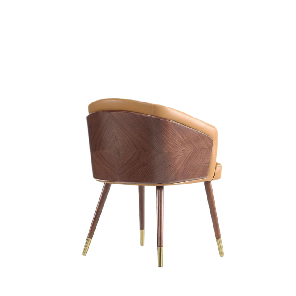 Manhattan Comfort - Raya Leatherette Dining Chair with Beech Wood Legs in Walnut and Camal - DC082-CL view 4