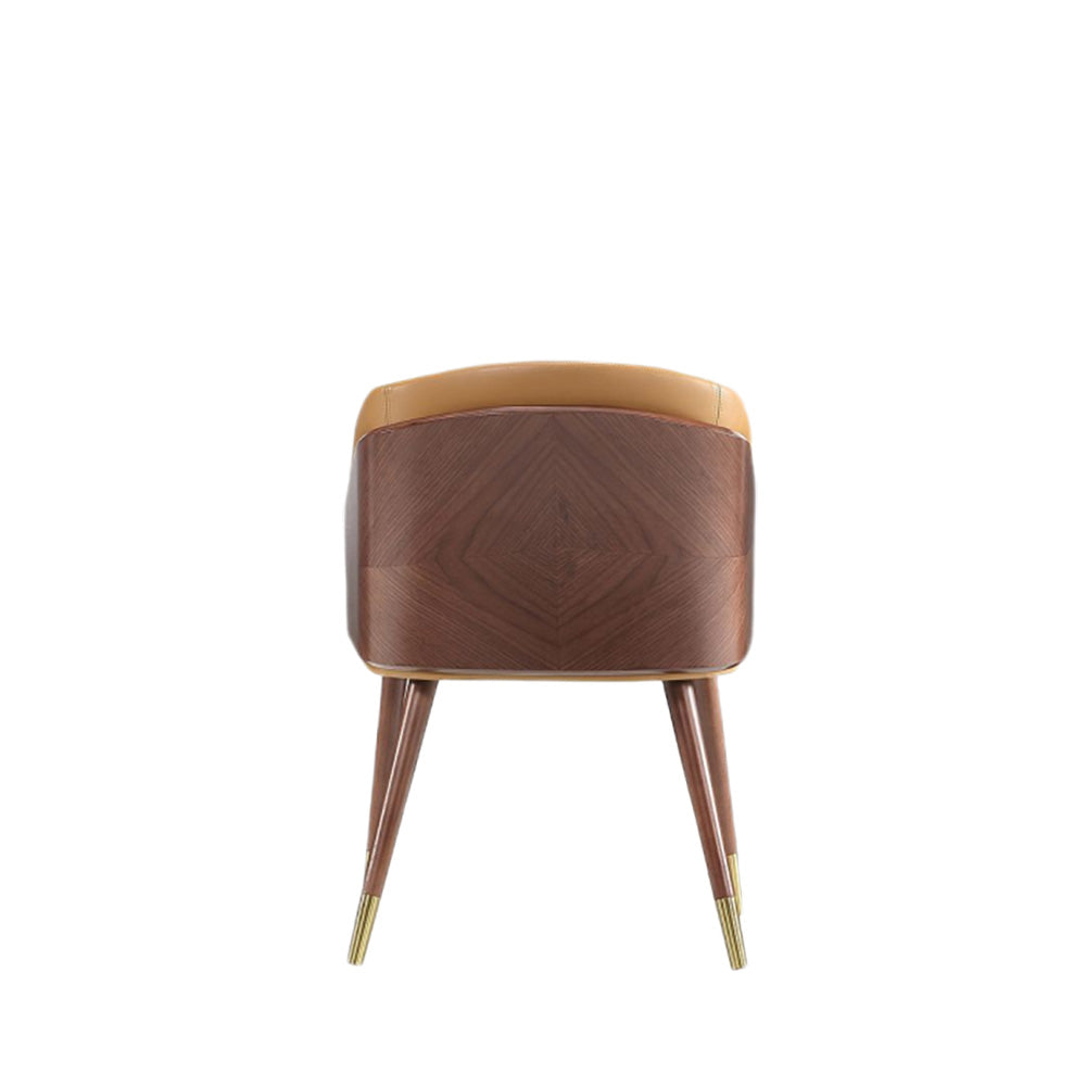 Manhattan Comfort - Raya Leatherette Dining Chair with Beech Wood Legs in Walnut and Camal - DC082-CL view 5