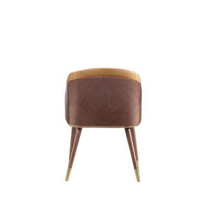 Manhattan Comfort - Raya Leatherette Dining Chair with Beech Wood Legs in Walnut and Camal - DC082-CL view 5