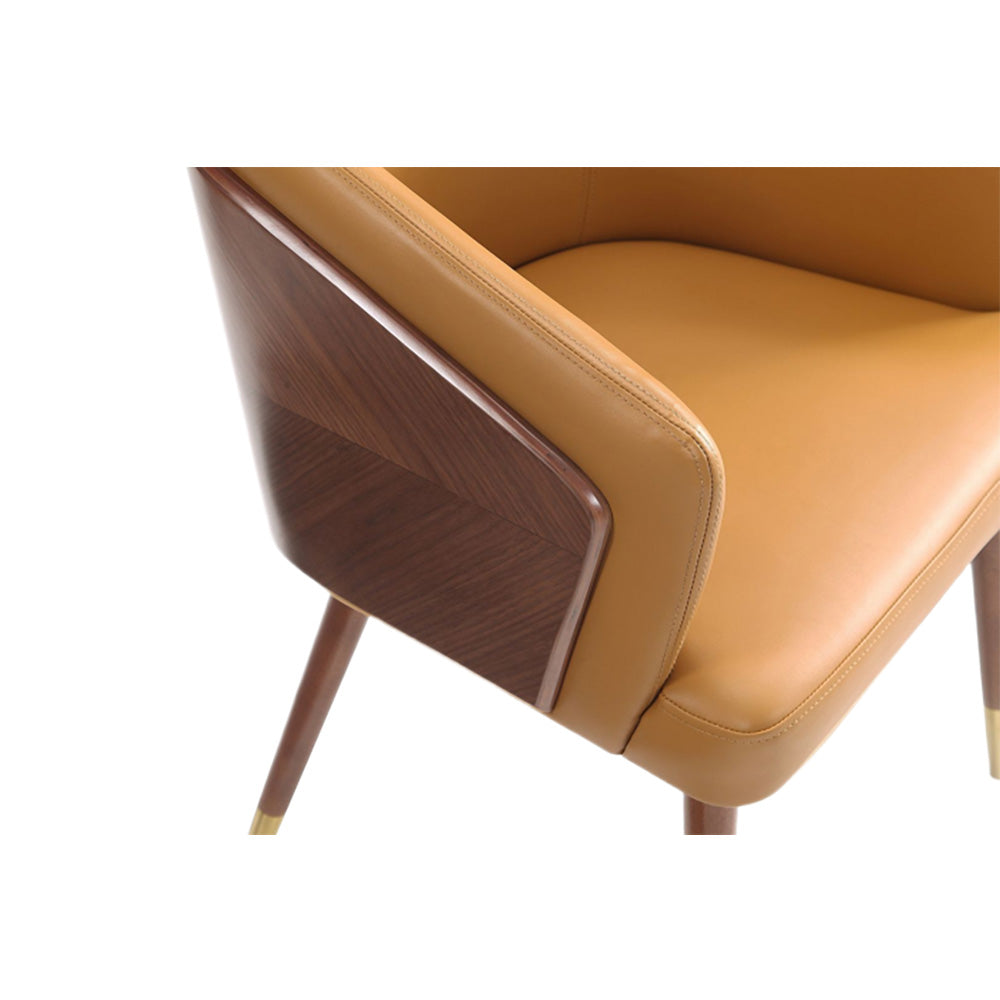 Manhattan Comfort - Raya Leatherette Dining Chair with Beech Wood Legs in Walnut and Camal - DC082-CL view 6