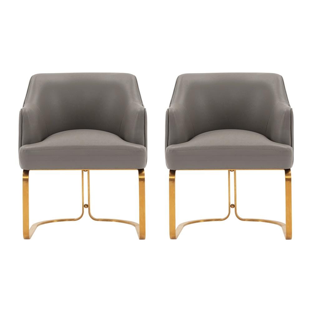 Manhattan Comfort - Raya Leatherette Dining Chair with Beech Wood Legs in Walnut and Camal - Set of 2 - 2-DC082-CL veiw 1