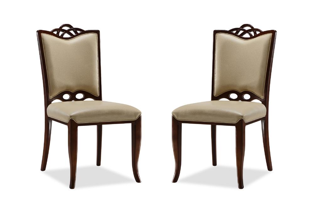 Manhattan Comfort - Regent Faux Leather Dining Chairs with Beech Wood Legs in Cream and Walnut - Set of 2 - DC005-CR veiw 1