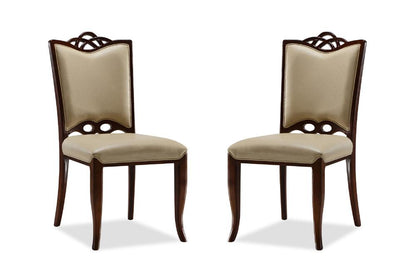 Manhattan Comfort - Regent Faux Leather Dining Chairs with Beech Wood Legs in Cream and Walnut - Set of 2 - DC005-CR veiw 1