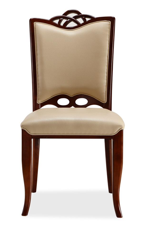 Manhattan Comfort - Regent Faux Leather Dining Chairs with Beech Wood Legs in Cream and Walnut - Set of 2 - DC005-CR veiw 2