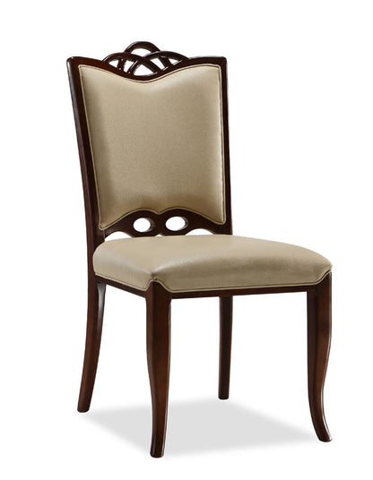 Manhattan Comfort - Regent Faux Leather Dining Chairs with Beech Wood Legs in Cream and Walnut - Set of 2 - DC005-CR veiw 3