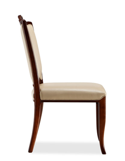 Manhattan Comfort - Regent Faux Leather Dining Chairs with Beech Wood Legs in Cream and Walnut - Set of 2 - DC005-CR veiw 4