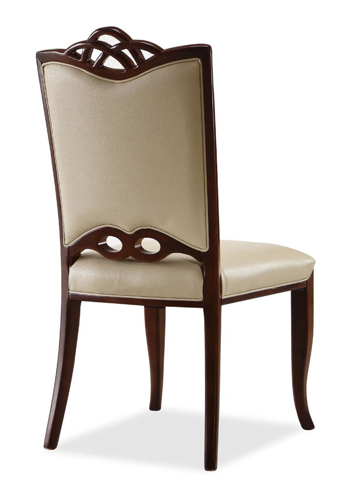 Manhattan Comfort - Regent Faux Leather Dining Chairs with Beech Wood Legs in Cream and Walnut - Set of 2 - DC005-CR veiw 5